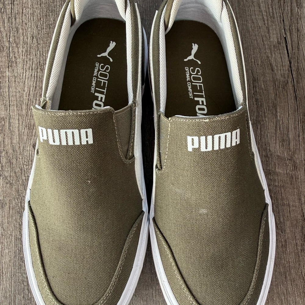 PUMA Men's Khaki Slip-On Sneakers